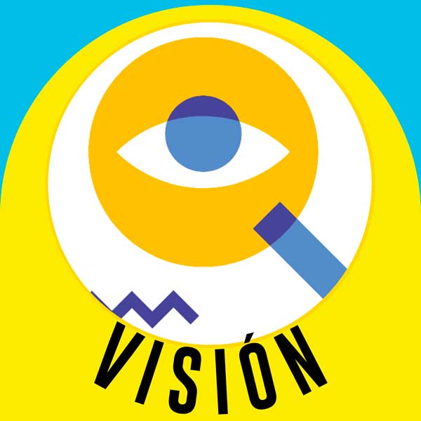 Ilustración representando un ojo con texto visión abajo